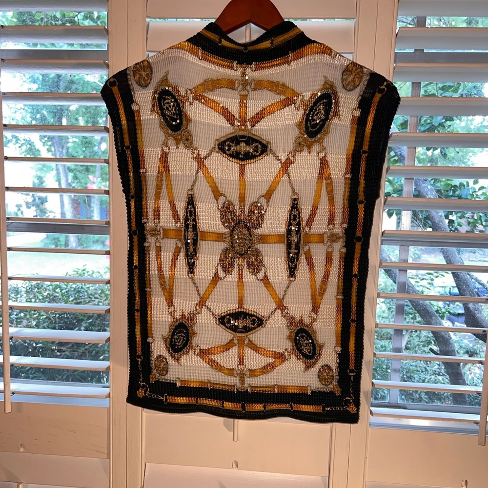 Alberto Makali Crinkle Top with Gold Sequins